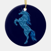 Blue Fire Unicorn Rund Ornament (Vorne)
