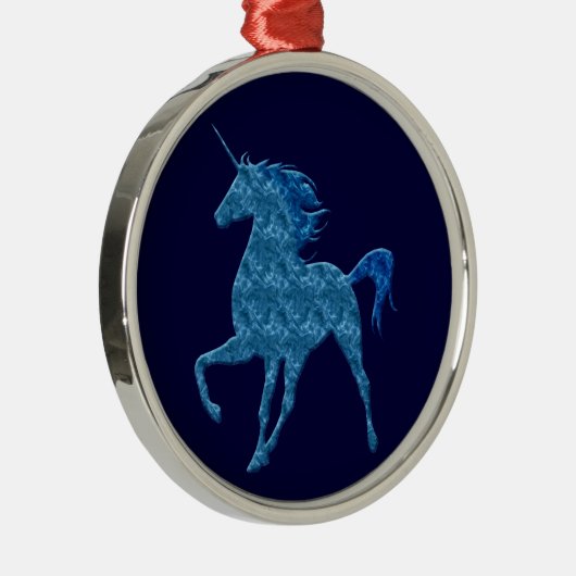 Blue Fire Unicorn Rund Ornament (Rechts)