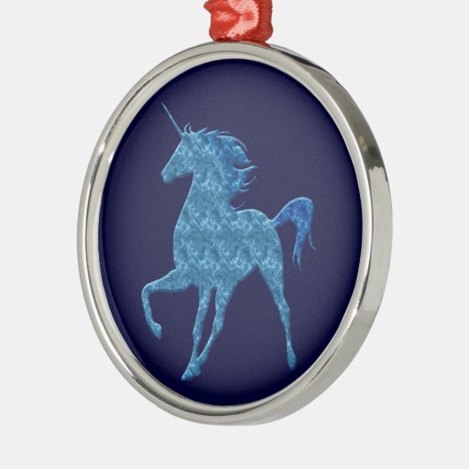Blue Fire Unicorn Rund Ornament (Links)