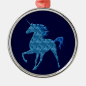 Blue Fire Unicorn Rund Ornament (Vorne)