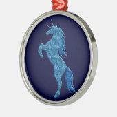 Blue Fire Unicorn Rund Ornament Aus Metall (Links)