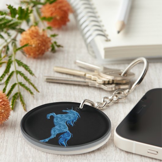 Blue Fire Unicorn Schlüsselkette Schlüsselanhänger (Vorderseite rechts)