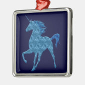 Blue Fire Unicorn Square Ornament Aus Metall (Links)