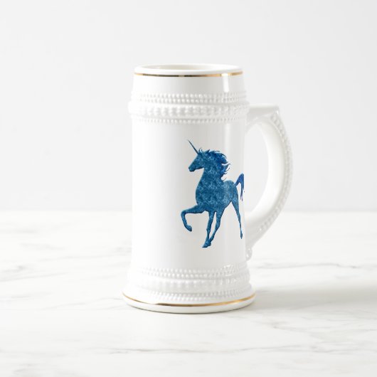 Blue Fire Unicorn Stein Bierglas (VorderseiteRechts)