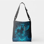 Blue Fire Wolf Tragetaschen Mit Langen Trägern (Vorderseite)
