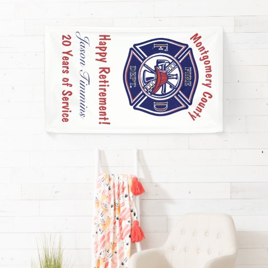 Blue Firefighter Abzeichen Logo Retirement Partys Banner (Insitu)
