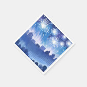 Blue Firework Display | Fireworks Watercolor Serviette (Ecke)
