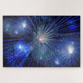 Blue fireworks at night jigsaw puzzle (Horizontal)