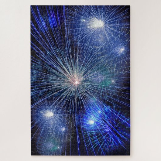 Blue fireworks at night jigsaw puzzle (Vertikal)