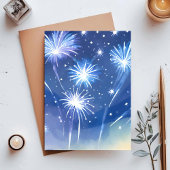 Blue Fireworks | Feuerwerk Celebration Watercolor Postkarte