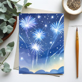 Blue Fireworks | Feuerwerk Celebration Watercolor Postkarte