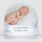 Blue First Christmas Double Foto Schneekugeln (Rückseite)