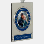 Blue First Christmas Silver Heart Banner-Ornament Silber (Rechts)