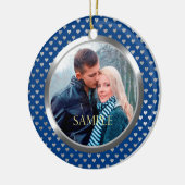 Blue First Christmas Silver Hearts Keramik Ornament (Links)