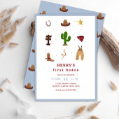 Blue First Rodeo Cowboy Kindergeburtstag Einladung