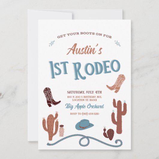 Blue First Rodeo Einladung (Vorderseite)