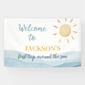 Blue First Trip rund um Sun Birthday Banner (Horizontal)