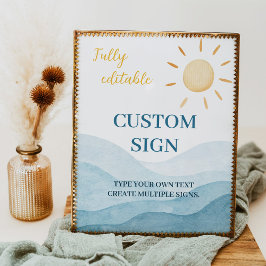 Blue First Trip rund um Sun Birthday Custom Sign Poster