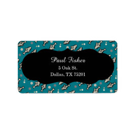 Blue Fish Address Labels Adressaufkleber