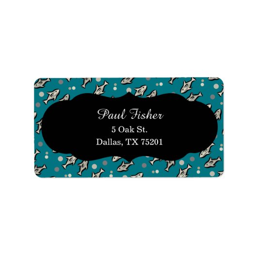 Blue Fish Address Labels Adressaufkleber (Vorne)