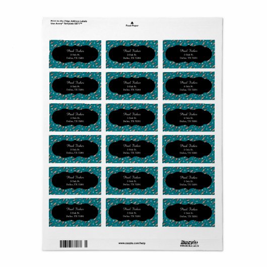 Blue Fish Address Labels Adressaufkleber (Vorne)