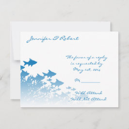 Blue Fish and Coral Response Card RSVP Karte