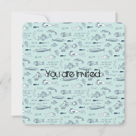 Blue Fish Baby Dusche Einladung (Vorderseite)