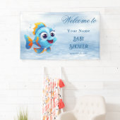 Blue Fish Baby Dusche Willkommen Banner (Insitu)