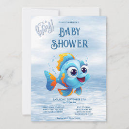 Blue Fish Baby Shower Einladung