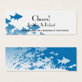 Blue Fish Coral Wedding Drinks Tickets (Vorne & Hinten)