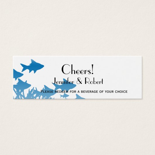 Blue Fish Coral Wedding Drinks Tickets (Vorderseite)