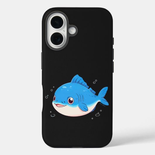 Blue Fish Drawing, Cartoon Style Case-Mate iPhone Hülle (Rückseite)