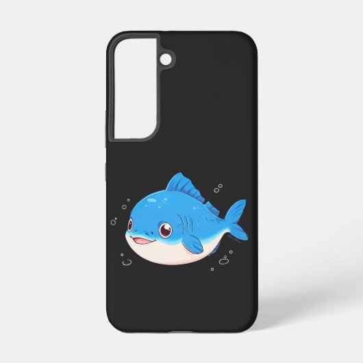 Blue Fish Drawing, Cartoon Style Samsung Galaxy Hülle (Rückseite)