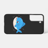 Blue Fish Drawing, Cartoon Style Samsung Galaxy Hülle (Rückseite (Horizontal))