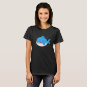 Blue Fish Drawing, Cartoon Style T-Shirt (Vorne ganz)
