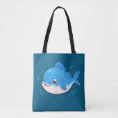 Blue Fish Drawing, Cartoon Style Tasche (Vorderseite)