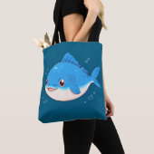 Blue Fish Drawing, Cartoon Style Tasche (Von Nahem)