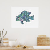 Blue Fish Funkelnd Children's Wall Poster (Küche)