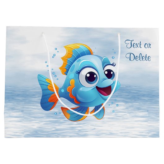 Blue Fish Gift Bag Große Geschenktüte (Rückseite)