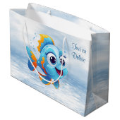 Blue Fish Gift Bag Große Geschenktüte (Rückseite Schrägansicht)