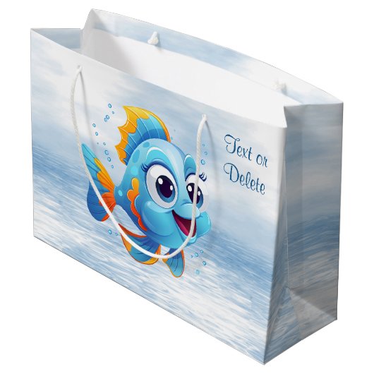 Blue Fish Gift Bag Große Geschenktüte (Rückseite Schrägansicht)