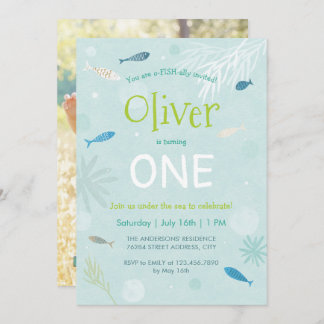 Blue Fish Kindergeburtstag Party Card Einladung