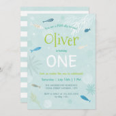 Blue Fish Kindergeburtstag Party Card Einladung (Vorne/Hinten)