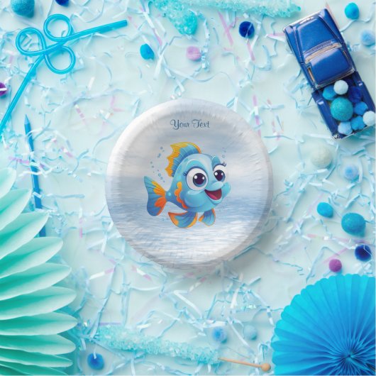 Blue Fish Paper Bowl Pappteller (Party)