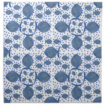 Blue Fish Pattern Dinner Napkins