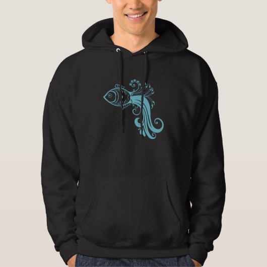 Blue fish Pattern Hoodie (Vorderseite)