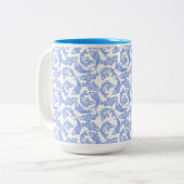 Blue Fish Pattern Zweifarbige Tasse (Vorderseite Links)