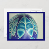 Blue Fish Pysanka Postcard Postkarte (Vorne/Hinten)