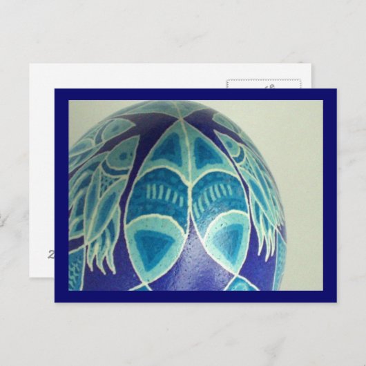 Blue Fish Pysanka Postcard Postkarte (Vorne/Hinten)