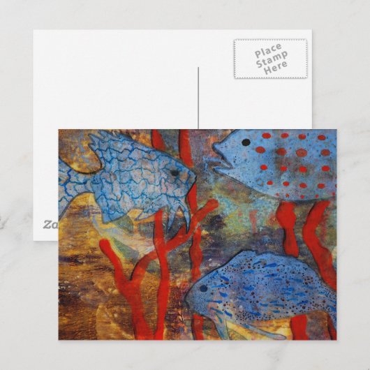 Blue Fish School Postkarte (Vorne/Hinten)